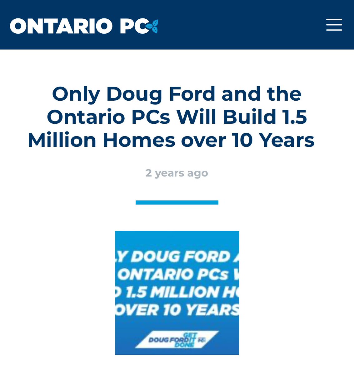 How many people questioned Doug Ford and the Ontario Conservatives target for new homes?