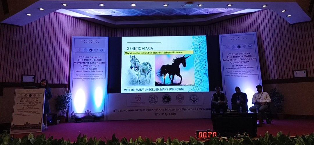 'May we continue to learn from each other's Zebbras and Unicorns' Fantastic talk by Dr @AihueyTan on approach to ataxia at Indian Rare Movement disorders Consortium