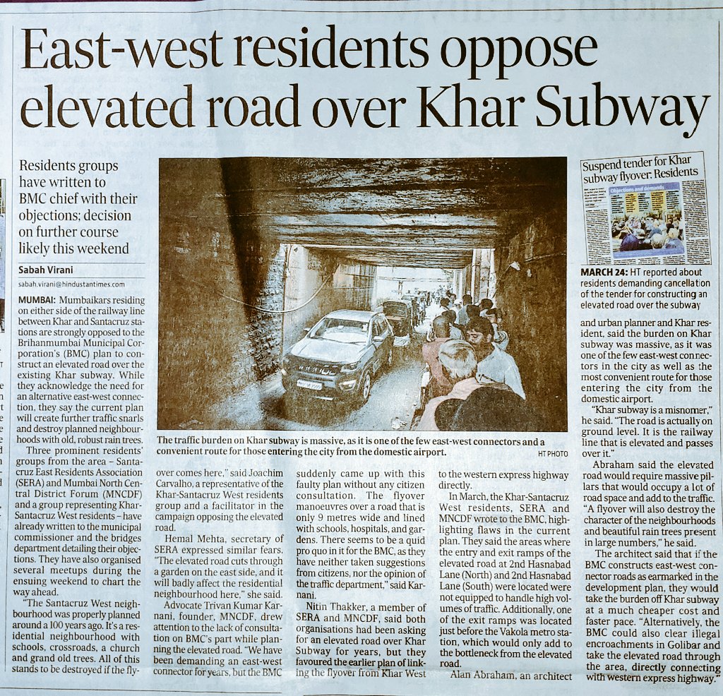 Connecting #Mumbai Seems #BMC doesn't know the Art of Building Bridges... Now Khar East West residents oppose the Faulty Planned Elevated Road over Khar Subway.. #Khar hindustantimes.com/cities/mumbai-…