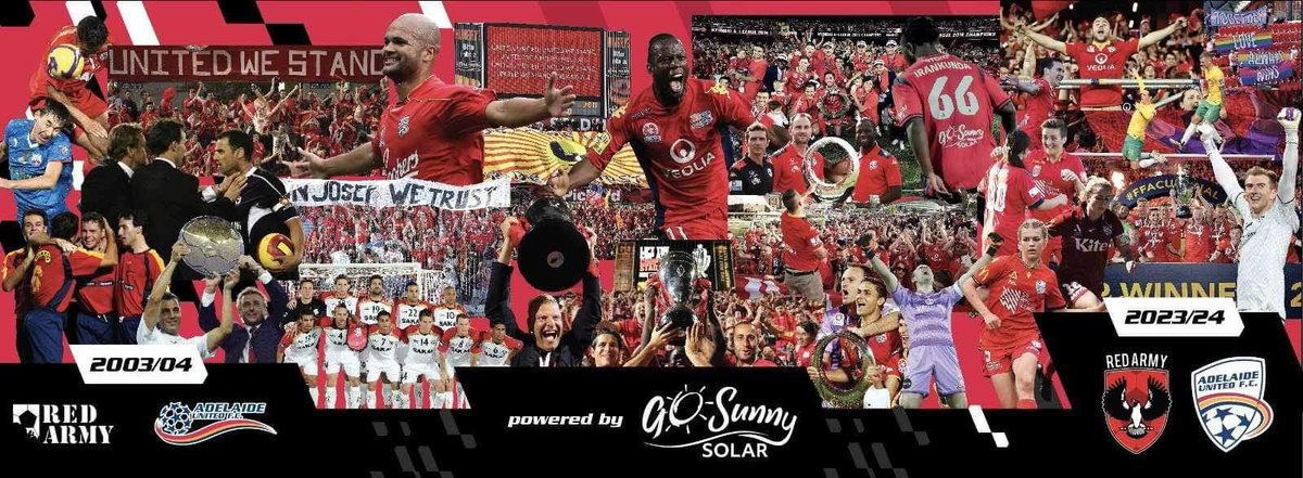 Last night,we unveiled the largest TIFO in SA football history,celebrating 20 years of <a href="/AdelaideUnited/">Adelaide United</a> and the Red Army.Thanks to <a href="/AdelaideUnited/">Adelaide United</a> and <a href="/GoSunnySolarAus/">Go Sunny Solar</a> for helping bring this idea to life.20 years of being the loyalist football supporters that Australia's ever had
