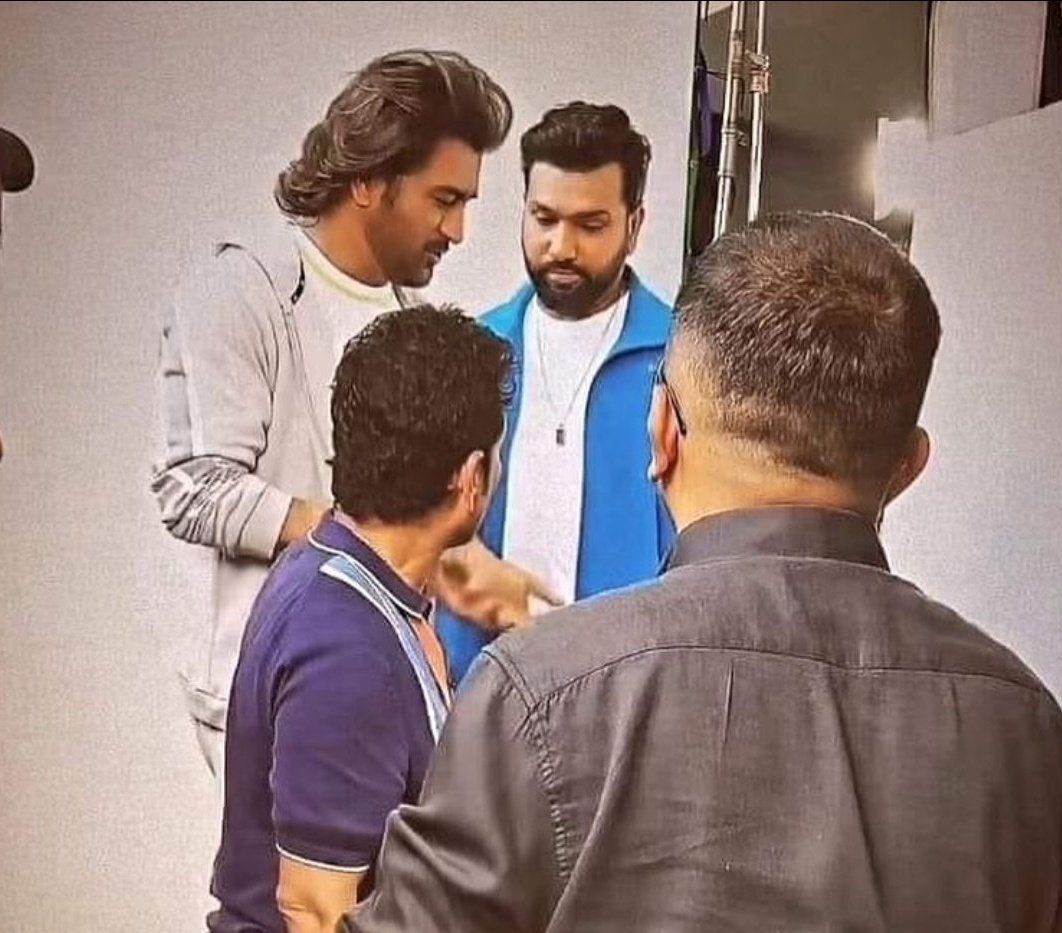 Rohit Sharma, MS Dhoni and Sachin Tendulkar during a shoot.

The three 🐐s of Indian cricket.