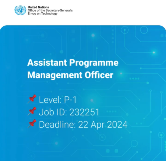 🌐 Calling recent grads & early career pros! 🚀 Join UN's digital cooperation efforts as Assistant Programme Management Officer. Open to all. Competitive salary. Apply by April 22. shorturl.at/ctuHI

#UNJobs #DigitalCooperation #GlobalDevelopment #ApplyNow 🌍💼