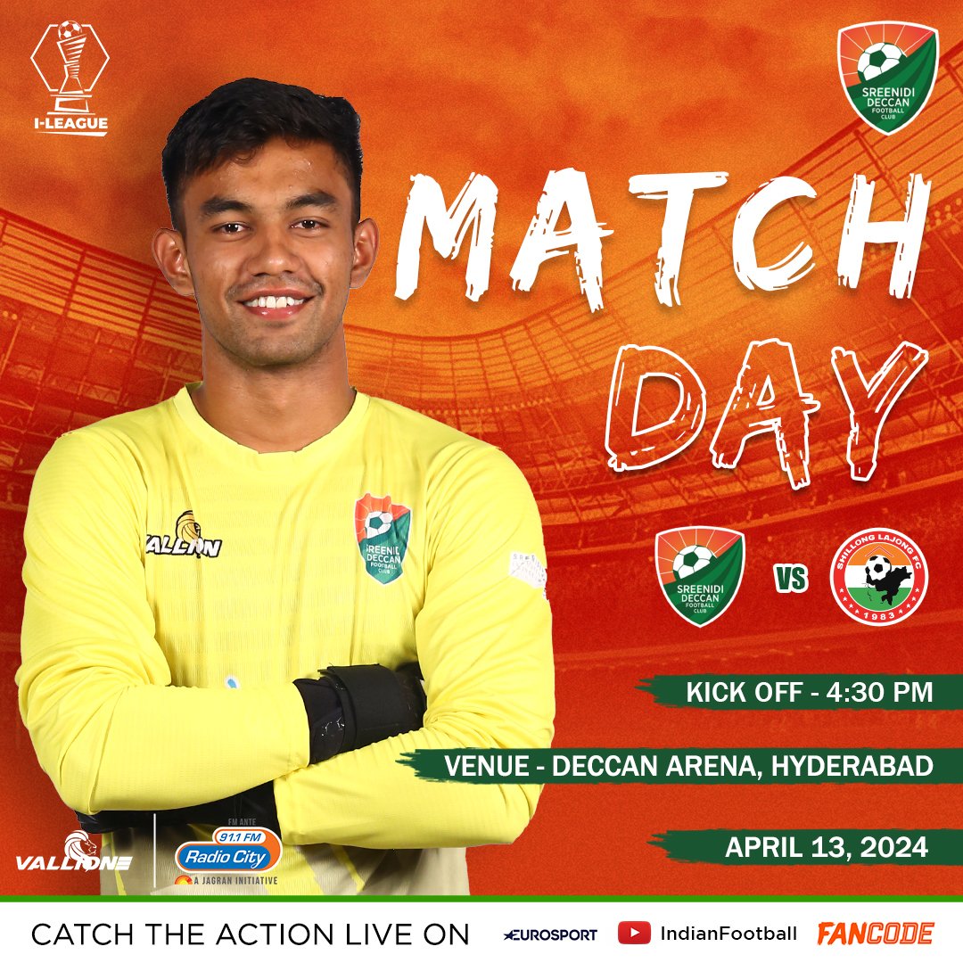 Curtain call 👏 🏟️ Deccan Arena, Hyderabad ⏰ 4:30 PM 📺 @IndianFootball YouTube & @FanCode #SreenidiDeccanFC 🟠🟢 #IndianFootball ⚽ #WeAreSDFC 💪 #ILeague 🏆 #DeccanWarriors ⚔️