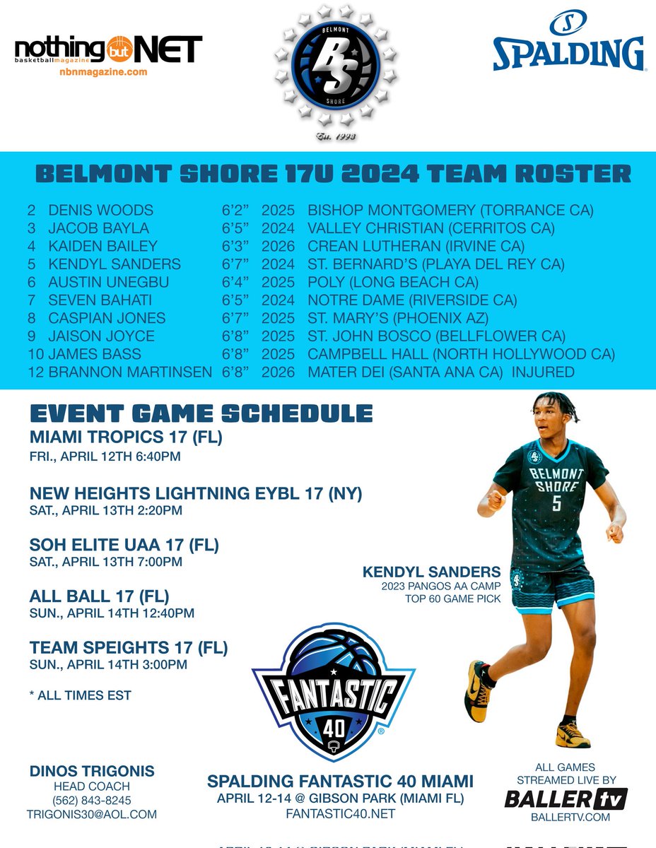 Belmont Shore 17u roster at this weekend's @thefantastic40 in Miami Florida @FCPPangos @NBNMagazine @_proinsight @FrankieBur