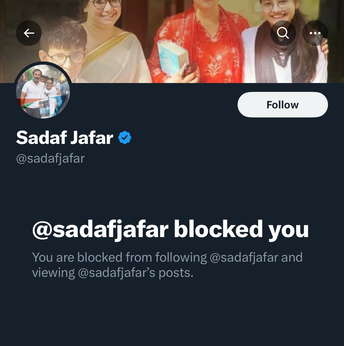 Yesterday this lady (Sadaf) narrated how her daughter who is away was made to feel like home by her non-Muslims friends & their family on Eid. They sent her daughter seviyan. Took her out for a non veg dinner. Sadaf wants “such India” All I said was 👇🏼. Response: Blocked!