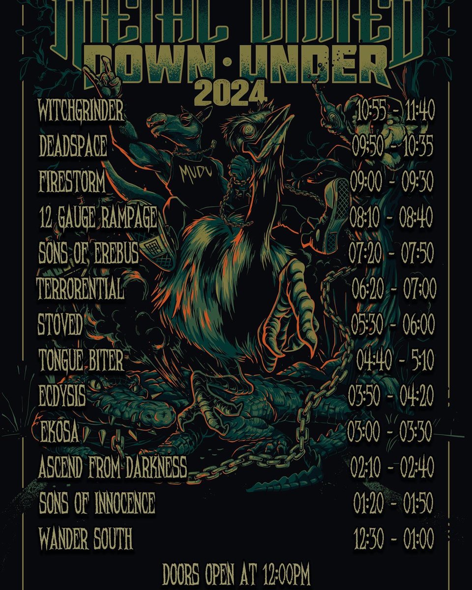 A week to go! @WITCHGRINDER @DeadspaceAUS @Firestorm @12gaugerampage @SonsofErebus @terrorential @Stoved @tonguebiter @ecdysis @ekosa @ascendfromdarkness @sonsofinnocence @wandersouth