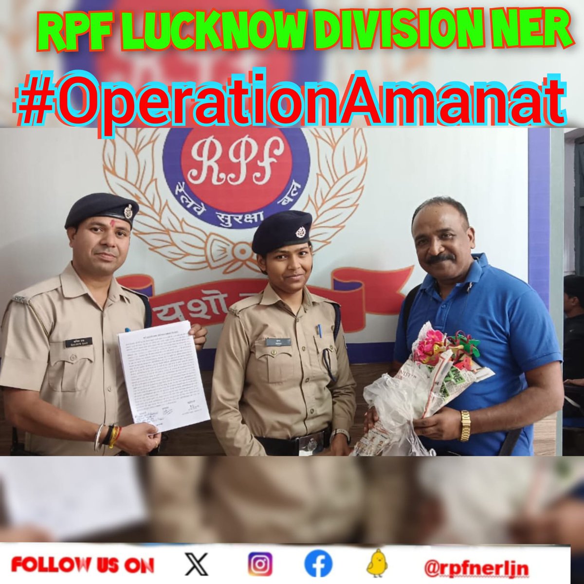#OperationAmanat*
'Work harder on yourself than you do on your job.”.' 
#RPF Lucknow J., Recovered left behind Passenger's Belonging 🛍️ From Train No.12230  & later handed it over to its owner on 12.04.24. 
@DRM/LJN
@RPF_INDIA
@rpfner
@RailMinIndia
@rpfpcljn