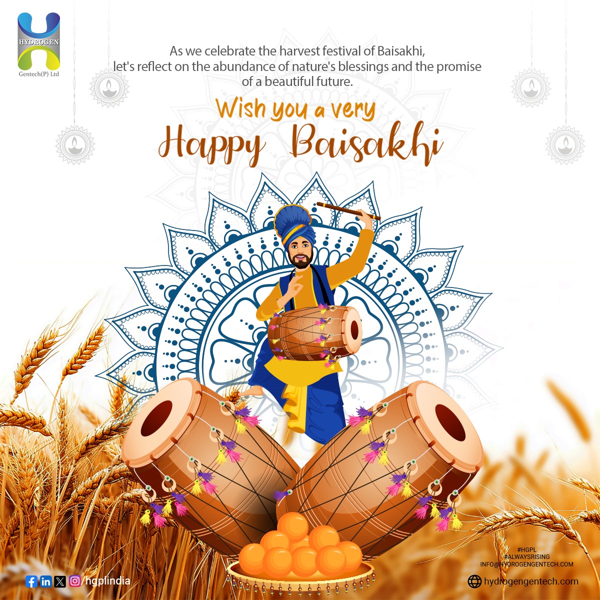🌾 Happy Baisakhi from #HGPL! 🌞 As we celebrate the harvest festival of Baisakhi, let's reflect on the abundance of nature's blessings and the promise of a bountiful future. 🌱💧 Wishing you all joy, prosperity, and success! #HappyBaisakhi #HarvestFestival #GreenEnergy 🌾🎉