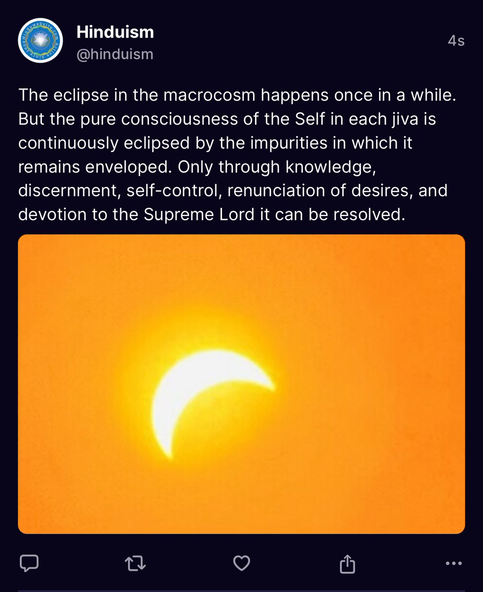 RealJayaramV's tweet photo. The light of the Self remains Eclipsed in all until libration. https://t.co/sZSDuT6EAo