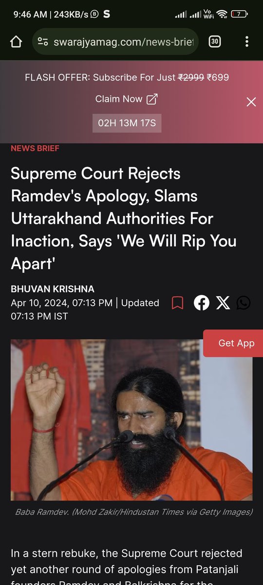 'We will RIP you apart' was said for Uttrakhand's State Licensing authority and not for Patanjali. Stop misleading people just for the sake of your propoganda🙏 Cc: Swarajya Mag shorturl.at/irKPQ