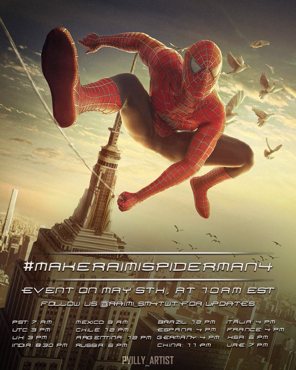 Good news everyone, New trending event! Be there or be square ⚠️ #MakeRaimiSpiderMan4