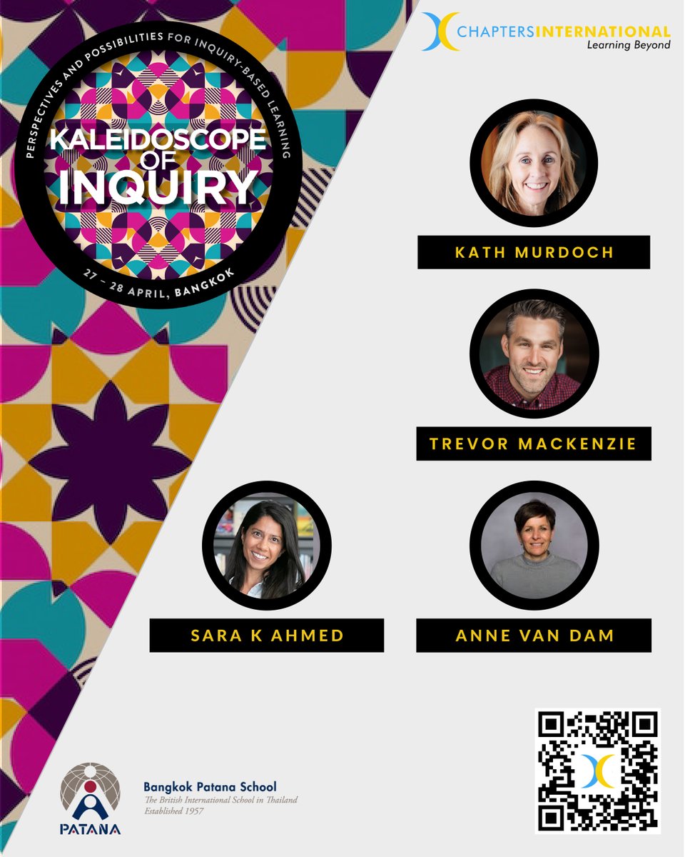 Kaleidoscope of Inquiry is back in Bangkok with a unique opportunity to explore perspectives and possibilities for inquiry based learning! Register now at: chaptersinternational.com/KOl-conference… #inquiry #inquirylearning @PatanaCPL @kjinquiry @trev_mackenzie @AnnevanDam1966 @SaraKAhmed