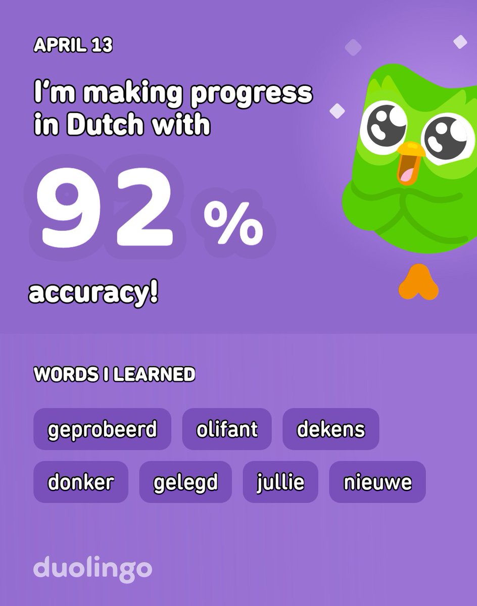HisTreeNut's tweet photo. I’m learning Dutch on Duolingo! It’s free, fun, and effective. https://t.co/ycdsjqwjNO