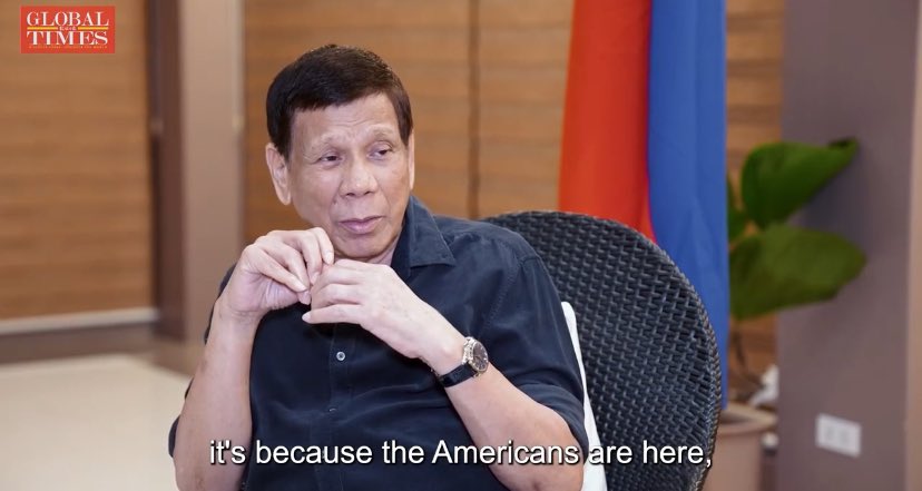 Amazing end to this GT video interview where former President Duterte says “we will always be friends” even if China “hits” the Philippines: “It’s because the Americans are here.”