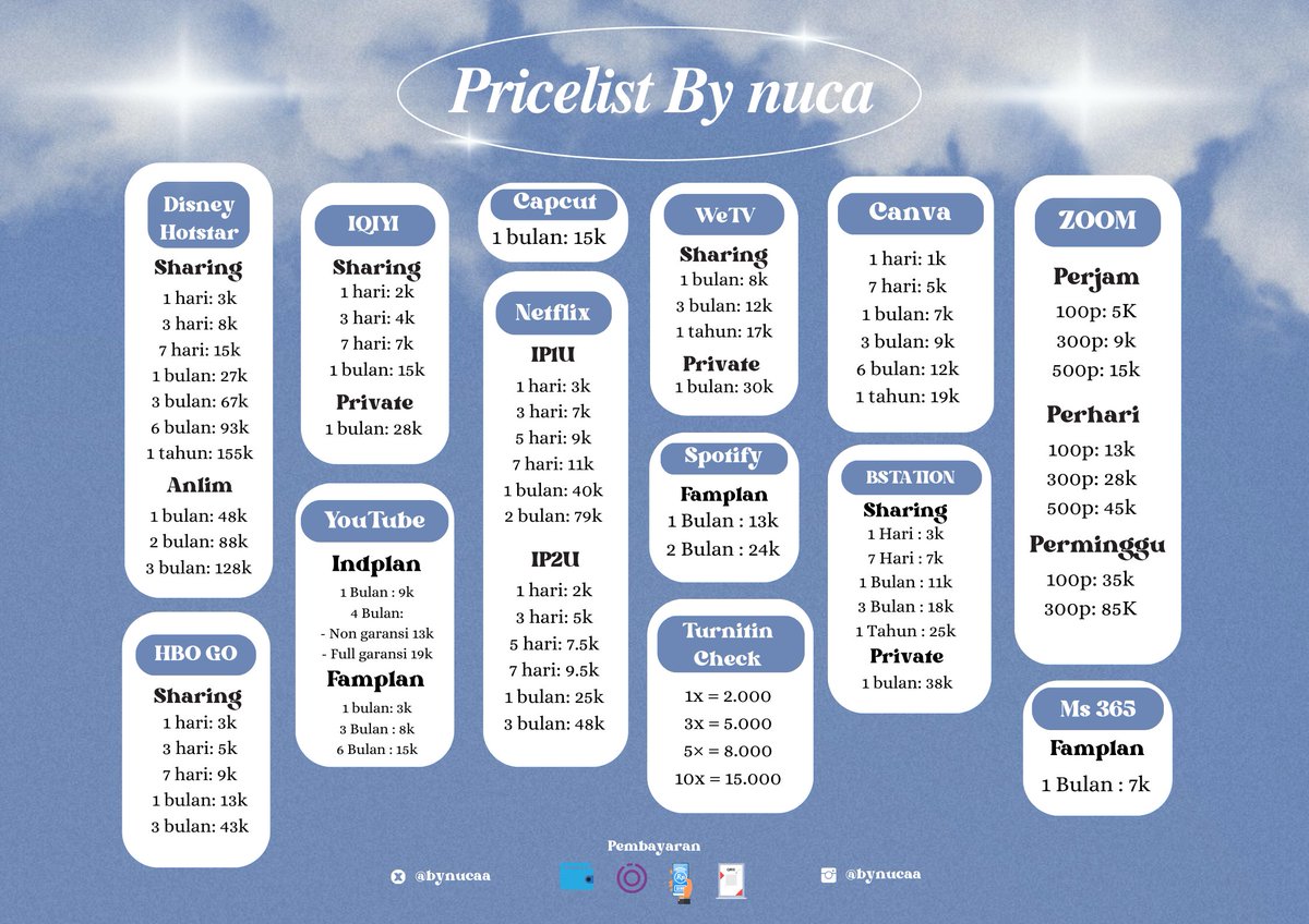 bynucaa's tweet photo. ☆ PRICELIST APP PREMIUM BY NUCA ☆ https://t.co/ptdIuIq1m2