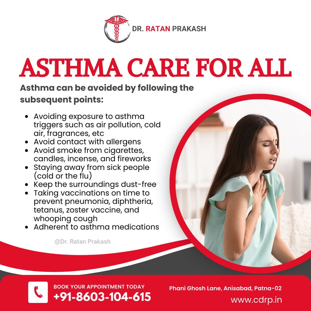 #AsthmaCare For All!! Asthma can be avoided by following the following points, you can take charge of your respiratory health and breathe easier.

☎+91-9430-829-175
🌐cdrp.in

#RespiratoryHealth #BreatheEasy #AsthmaPrevention #HealthTips #StayHealthy #StayHealthy