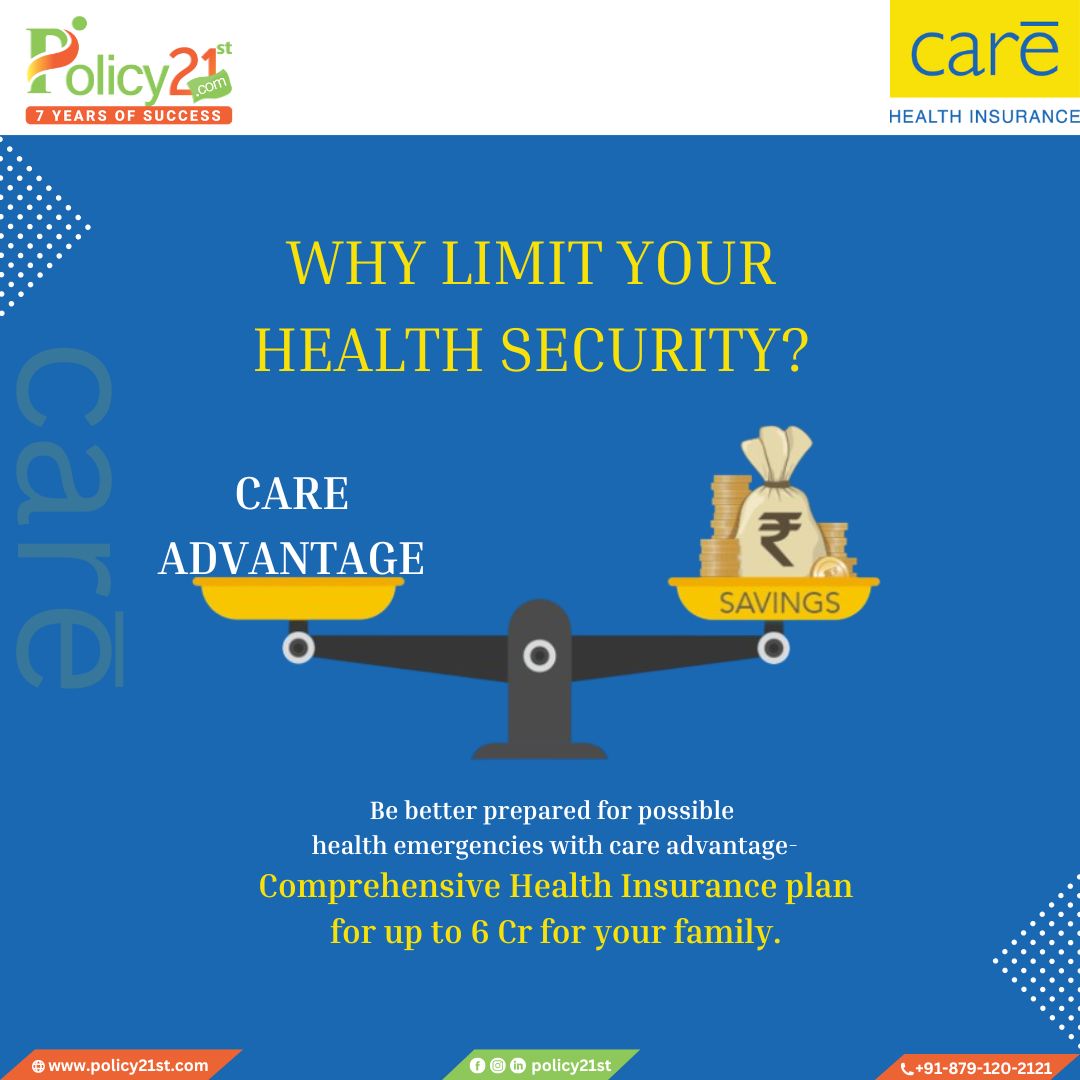 With sum insured options till INR 6 Crore, we at Care Health Insurance ensure that you and your family’s medical needs are taken care of.
.
.
.

#carehealthinsurance #healthinsurancepolicies #familyhealthinsurance #health #care #careadvantage #policy21st