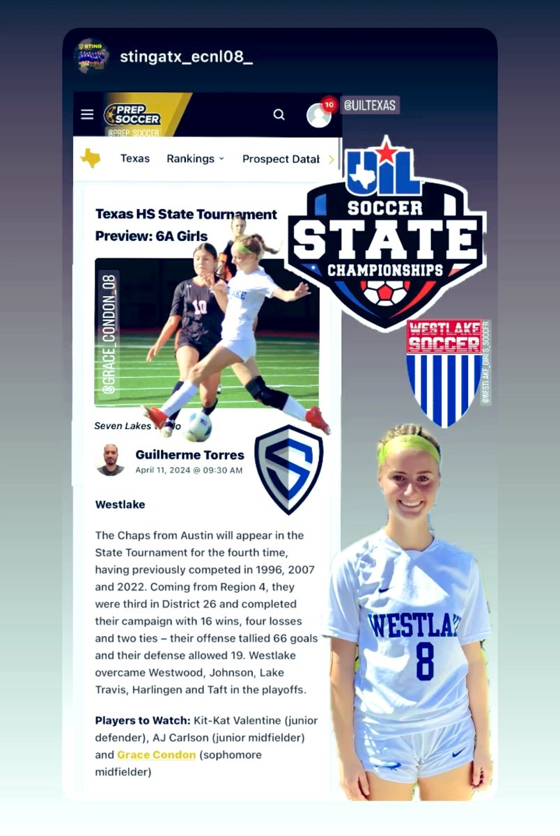 Thank you @PrepSoccer! I appreciate being recognized as a Player to Watch in the #UILPLAYOFFS‼️ @GirlsSoccerWHS @Westlake_Nation @var_austin @TopDrawerSoccer @uiltexas @varsity_news @TheSoccerWire @OTSSportsATX @tascosoccer