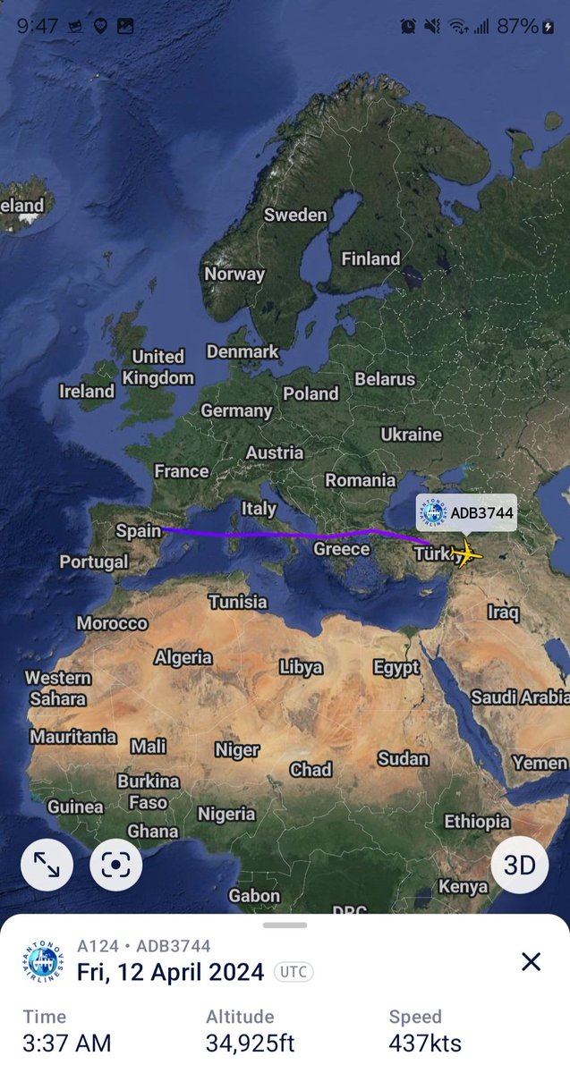 Borrowed7Time's tweet photo. Antonov Airlines An-124-100 UR-82007 #50801B as ADB3744 departed Torrejón Air Base, Spain &amp; landed at Ain Al Asad Air Base, Iraq. https://t.co/ZT3U2yaO9v