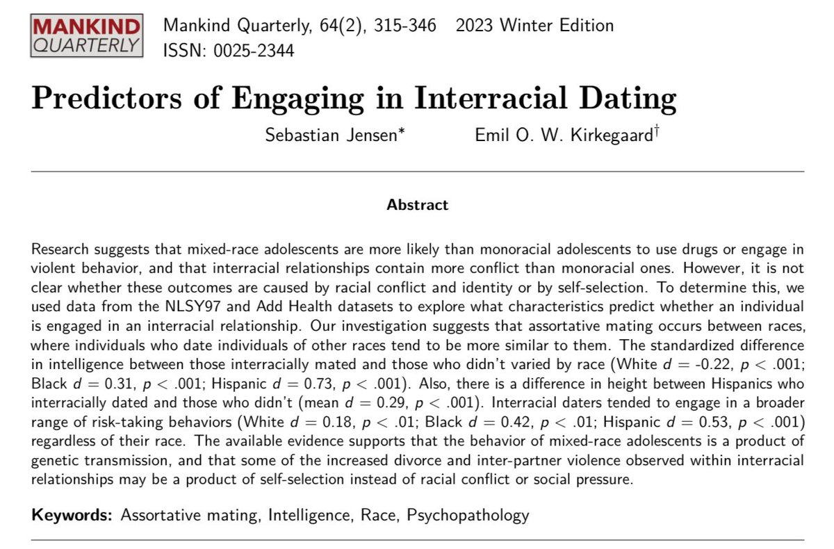 I have read the controversial study of the day. This popped up on my timeline because people were calling it racist.

Here is my impression: this study used two large, nationally representative datasets and used the exact same methodology you’d find throughout the social…