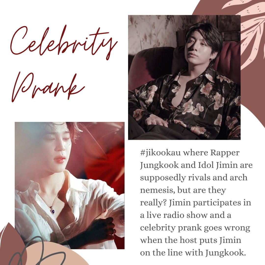 ChimmyxKookies's tweet photo. 「Celebrity Prank」

#jikookau where Rapper JK and Idol JM are supposedly rivals and arch nemesis, but are they really? JM participates in a live radio show and a celebrity prank goes wrong when the host puts Jimin on the line with JK.