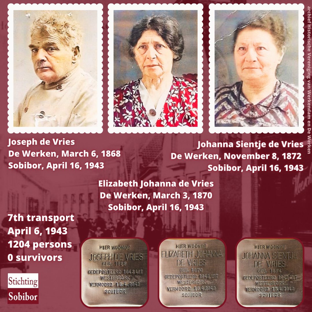 13.04.1943 | 7th transport from Westerbork to #Sobibor | 1204 persons | 0 survivors Joop, Hanneke and Liesbeth de Vries had a kosher butcher shop in Werkendam. In April '43 they went from their butcher shop to the slaughterhouse. ✡️Z'L Read their story 👇🏼1/7