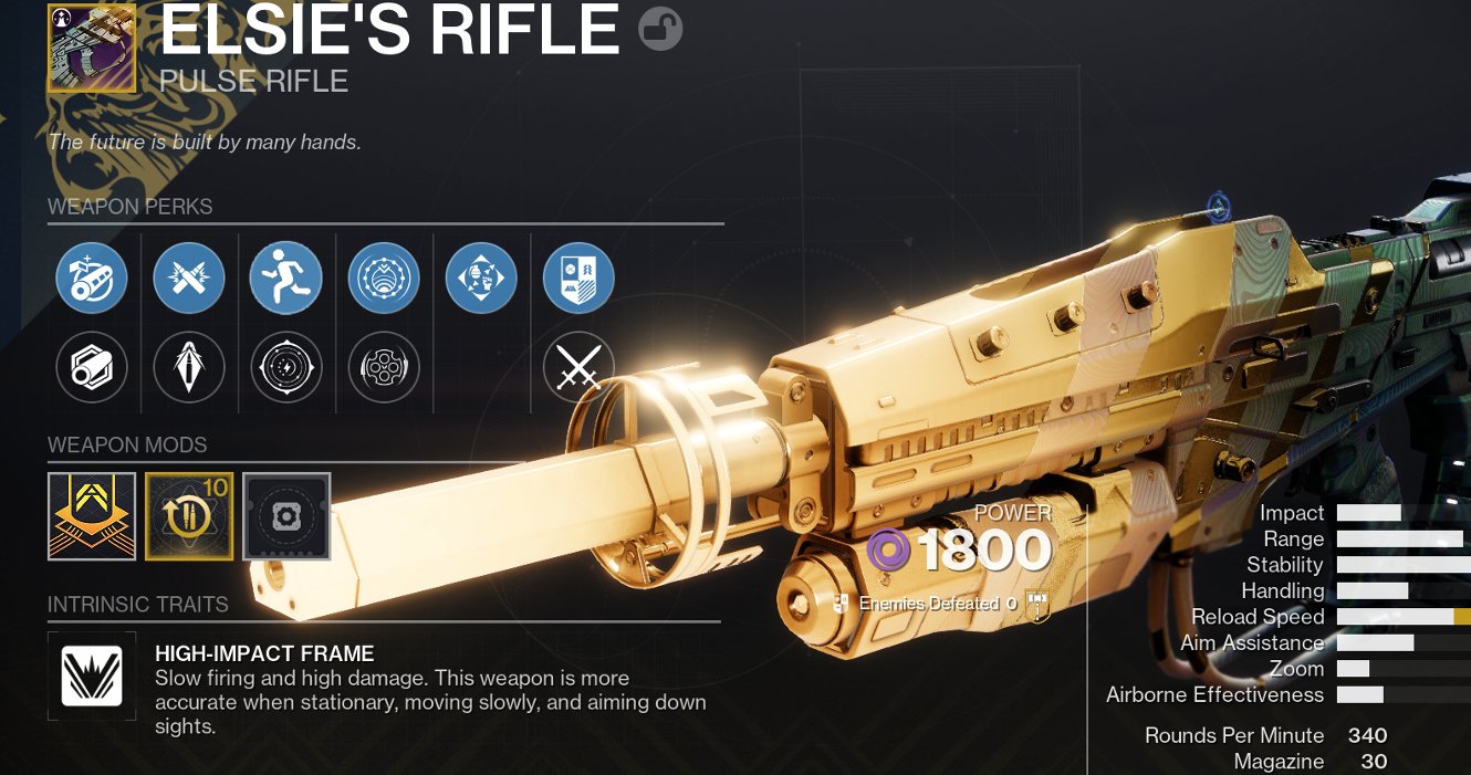 herbie on X: &ldquo;finally got a PVE god roll shiny version of Elsie&rsquo;s 