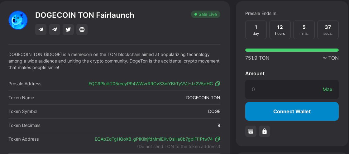 🚀 DOGECOIN FAIRLAUNCH LIVE NOW

Jump in and join the pack at tonraffles.app/jetton/fairlau….

 Don't miss the ride to the moon with the internet's favorite Shiba!