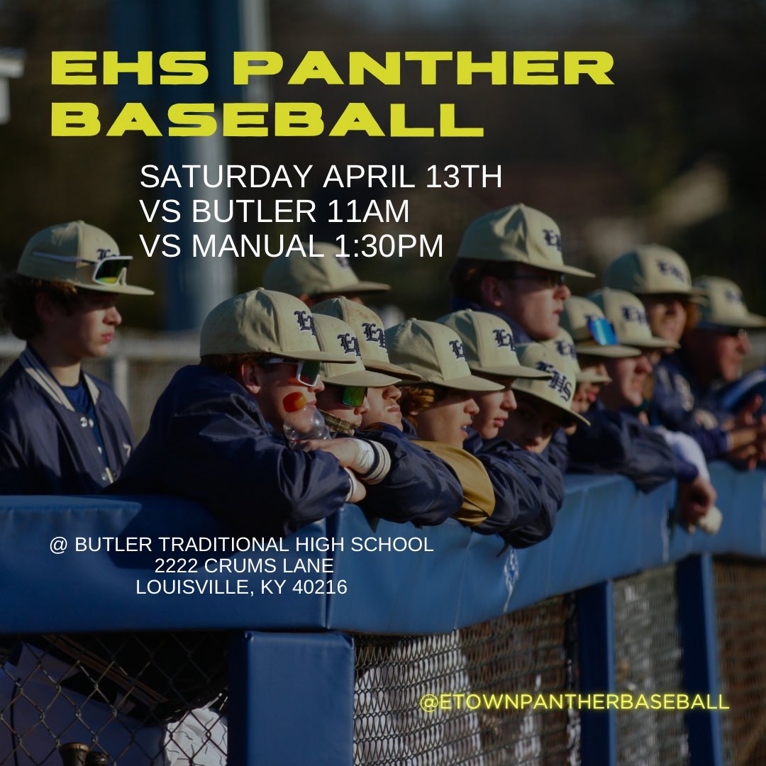 🐾⚾️ GAMEDAY!! Go Panthers!! 🗓️ Saturday April 13th ⏰ 11am and 1:30pm 🏟️ Butler Traditional High School 🎟️ gofan.co/event/1458870?…