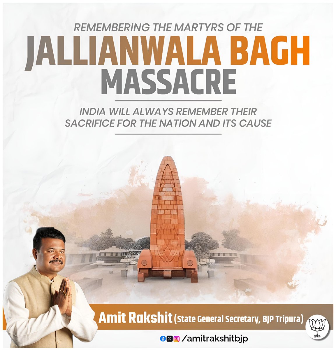 Today, we solemnly remember the victims of the Jallianwala Bagh massacre.

This tragic event serves as a reminder of the atrocities committed during colonial rule. Let's honor their memory by striving for a world where justice and peace prevail! #jallianwalabagh