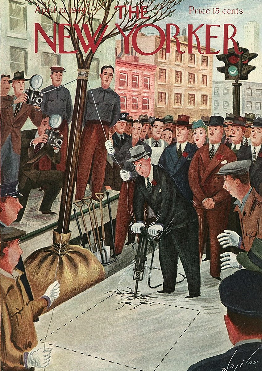 #OTD in 1940
(ceremonial jackhammer)
Cover of The New Yorker, 13 April, 1940
Constantin Alajálov
#TheNewYorkerCover #ConstantinAlajálov