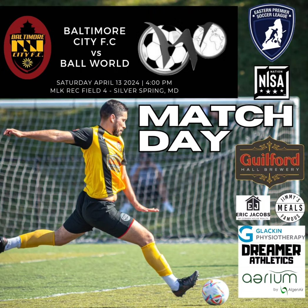 Game 3 of our @EPSLsoccer season today, taking on the Ball World boys. 🏟 Martin Luther Park Field 4 🏆 EPSL @TheNISANation Mid-Atlantic Division 🕑 4:00 PM 🎦 YouTube @baltimorecityfc23 #bcfc23 #charmcitysoccercity #baltimoresoccer #soccerbaltimore