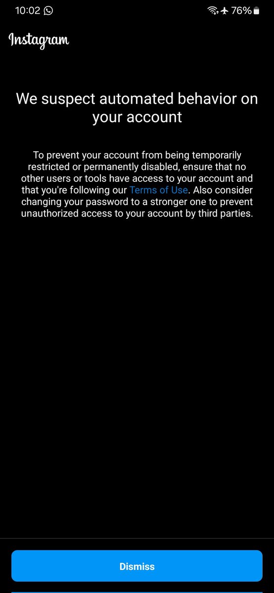 I've been using Beeper for the past three days. Beeper helps me spend less time on Instagram. However, today, my Instagram account was logged out from my devices. When I logged back in, Instagram showed me this message: 😐