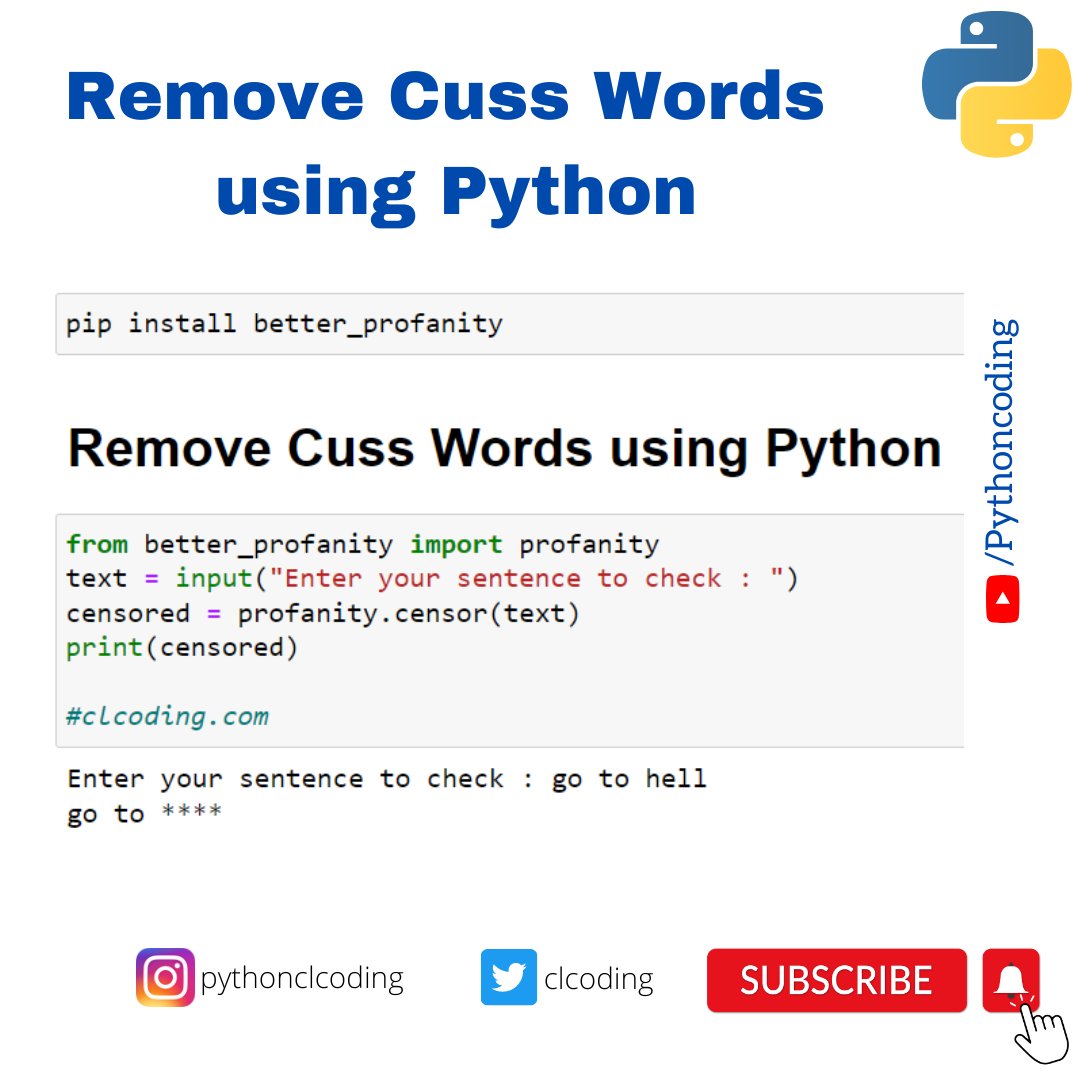 Remove Cuss Words using Python