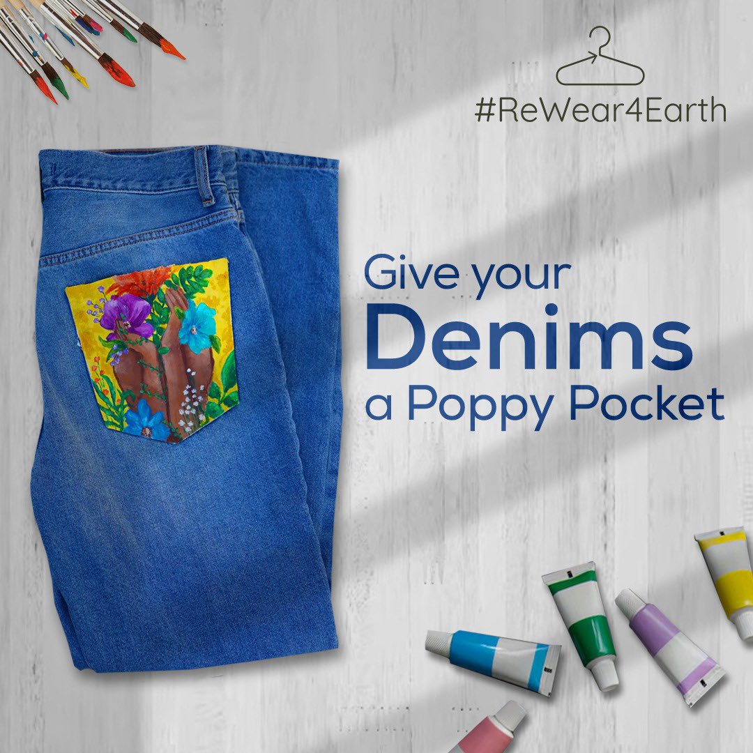 What better way to give a pop of colour to your boring jeans? 
A poppy pocket will give you a reason to #ReWear it again and again and again. 

#Reuse #ReWear4Earth #SustainableFashion #SustainableChoices