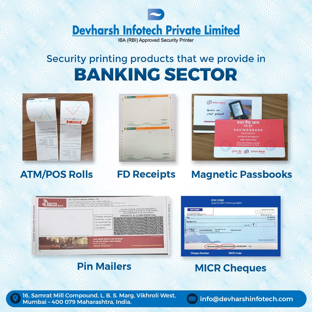 devharsh_info's tweet image. &quot;Securing transactions in the banking sector with precision. 🏦💼 Our ATM/POS rolls, FD receipts, and more ensure integrity in every print. #FinTech #BankingSecurity #DevharshInfotech #InnovativePrinting&quot;#FinancialTechnology
#BankingSolutions
#SecurePrinting
#TechInnovation