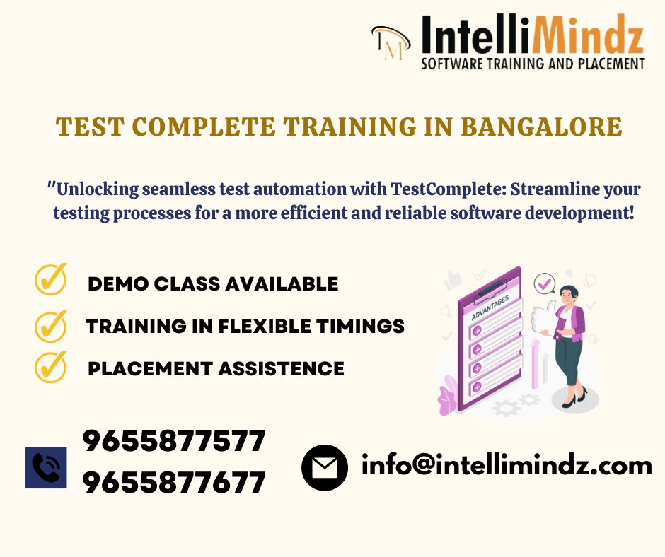 Elevate your testing skills with IntelliMindz's TestComplete training! Learn automation techniques, enhance efficiency, and master software testing. Join now!  🔗bit.ly/3vMV9LD

wa.link/9ijqez #TestComplete #Training #IntelliMindz #SoftwareTesting #Automation