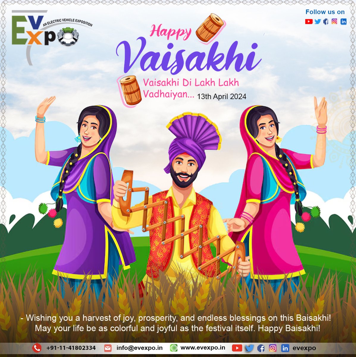 'Happy Vaisakhi from the vibrant celebrations at EvExpo! 🎉 As we gather to honor the Sikh New Year, let's embrace the spirit of community, joy, and gratitude. May this auspicious occasion bring prosperity, success, and endless blessings to all. 

#Vaisakhi  #celebrations  #Sikh