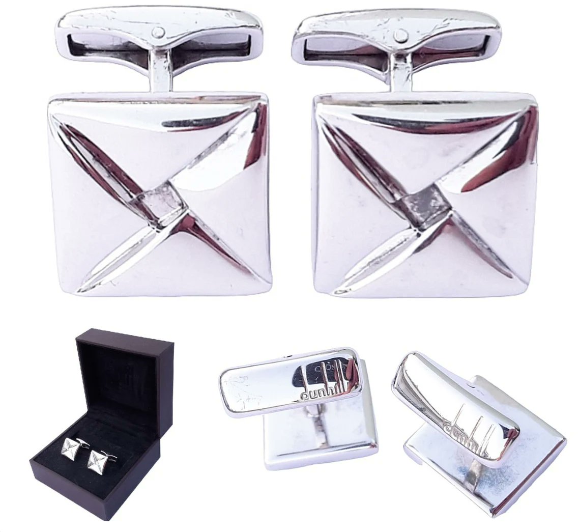 #Dunhill Origami #Cufflinks - New #vintage 90s - Sterling Silver 925 - Original Box #giftsforhim via #etsy #shopping t.ly/4zXcx