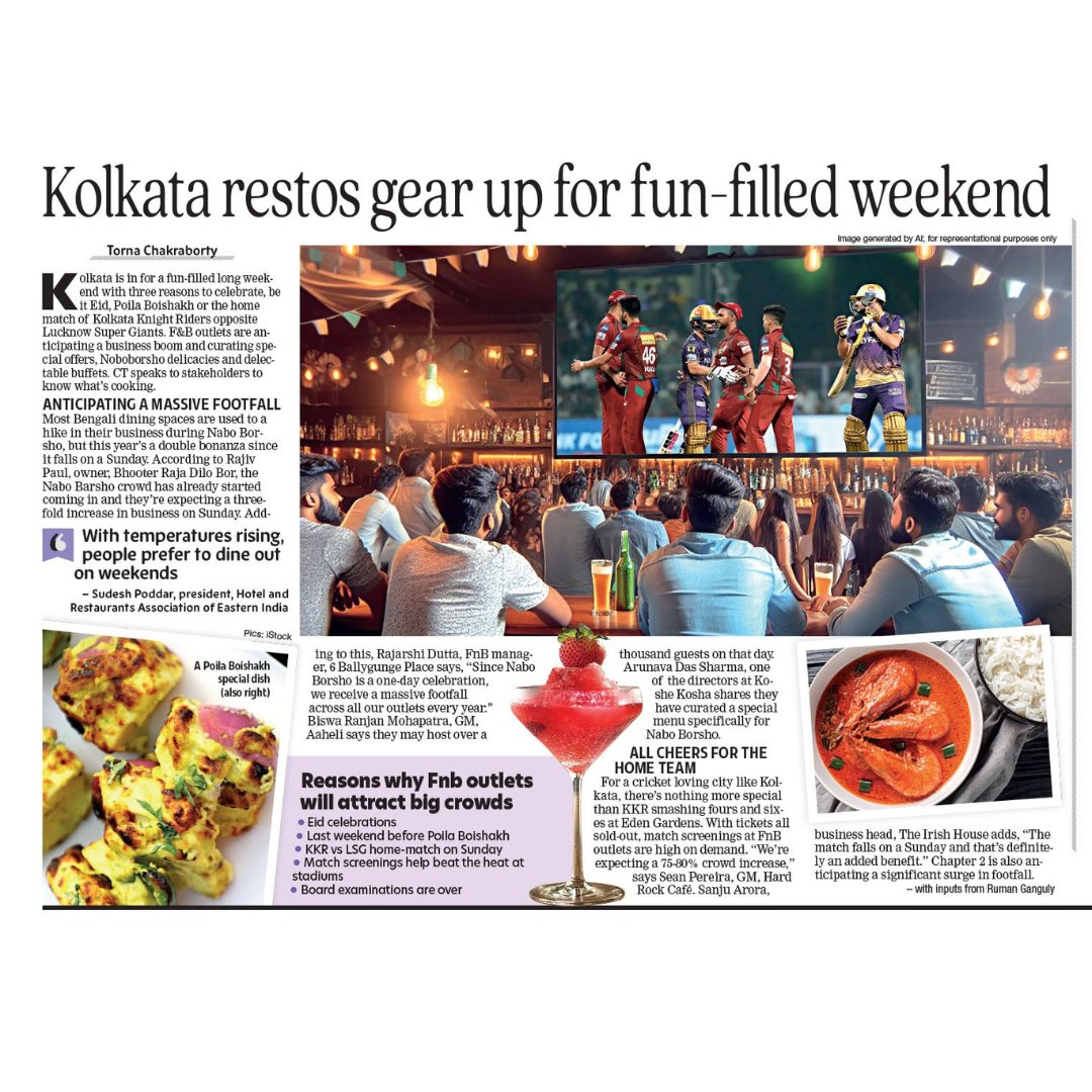 Kolkata is in for a fun-filled long weekend with three reasons to celebrate. Read more.. #poilaboishak #eid #ipl #kkrvslsg #kolkata #celebration #longweekend #calcuttatimes
