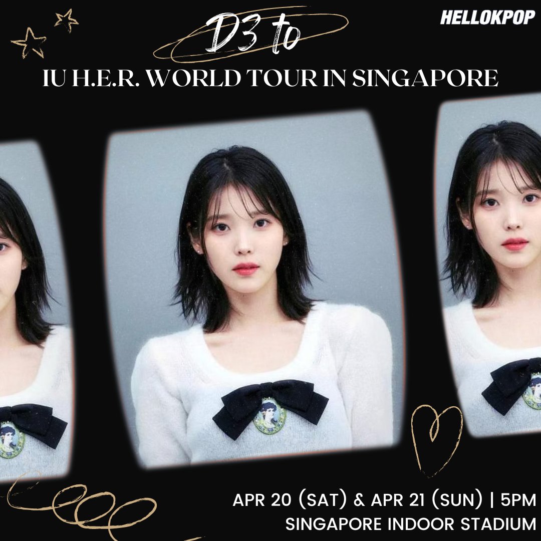 𝐃𝟑 𝐓𝐎 #HER_WORLD_TOUR_IN_SG Only 3 days left until #IU dazzles #Singapore with her captivating performance! Are you ready to immerse yourself in the beauty of BLUEMING and more at the H.E.R concert? 🕊️ #IUInSG is presented by @ime_sg 𝐑𝐄𝐀𝐃: hellokpop.com/event/iu-h-e-r…