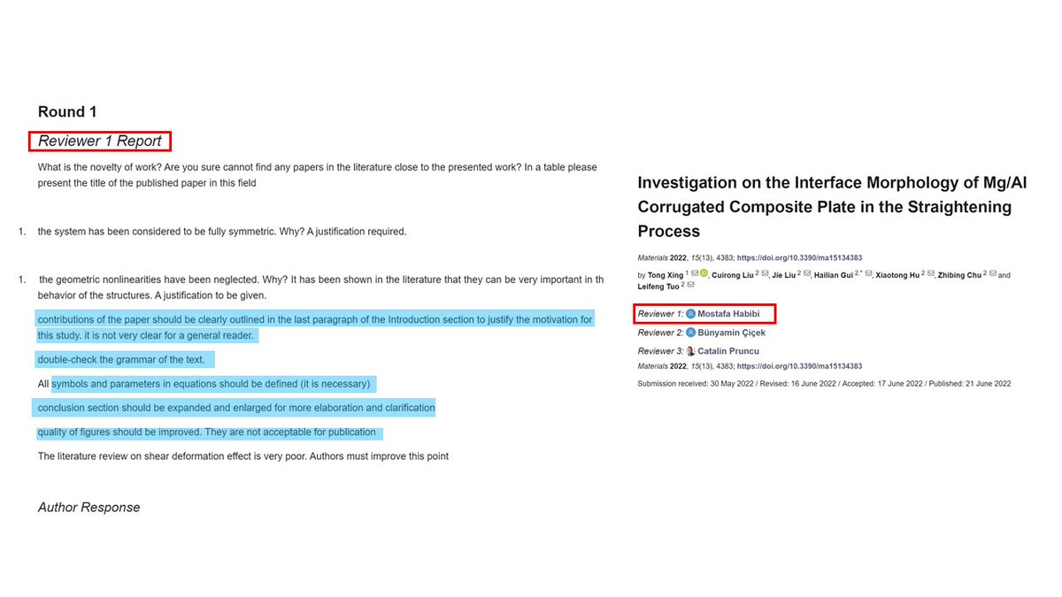 #MiniReviewMill 3 #FakeReview #CoerciveCitation @Coatings_MDPI @Materials_mdpi @Applsci @Sensors_MDPI @Biomim_MDPI @MDPIOpenAccess Reviewers: 🔹Mostafa Habibi 🔹Anonymous 🔹Aatef Hobiny Also in @PubPeer Examples in the pictures. 🧵(details)