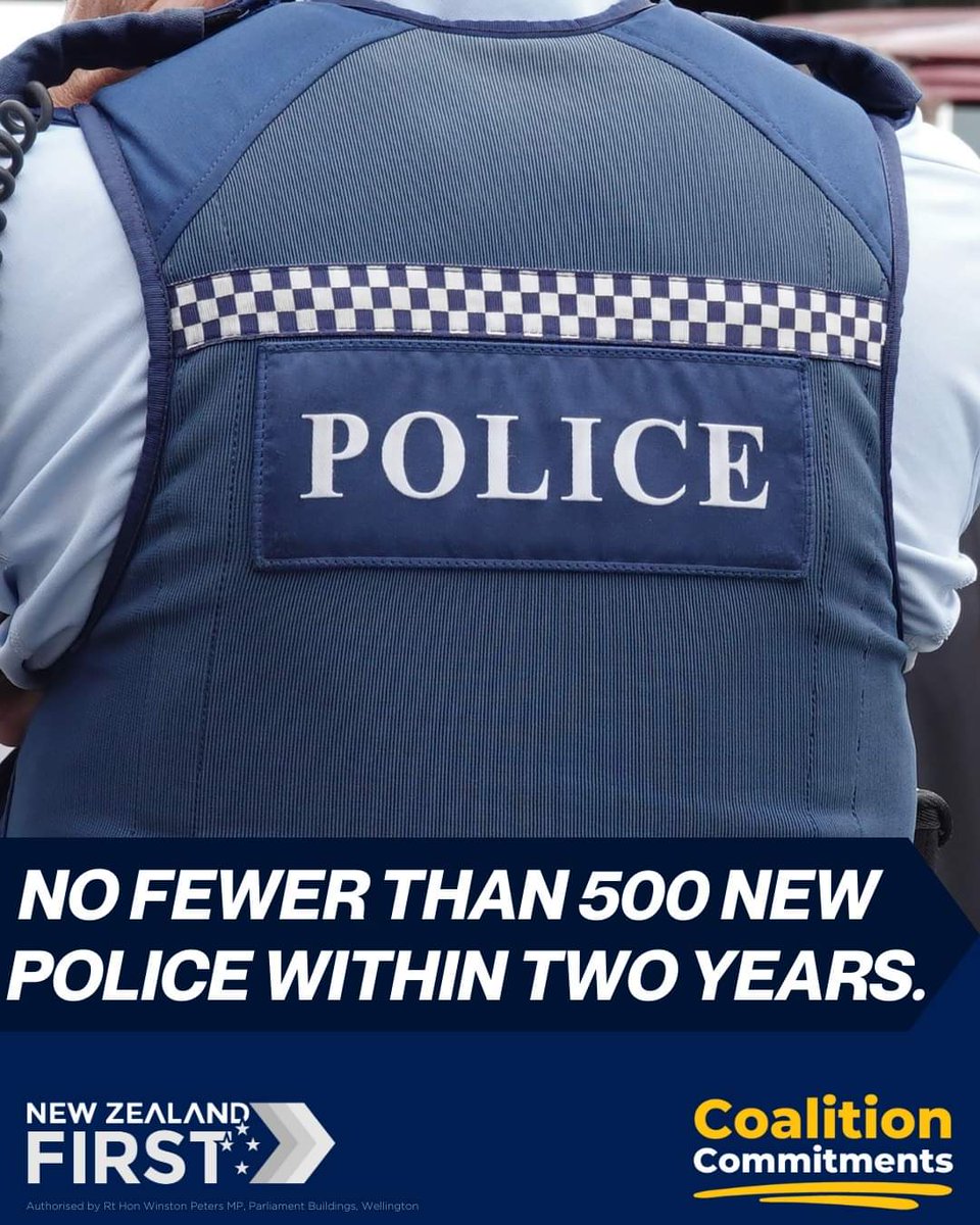 Kiwis deserve safe communities; we’re focused on restoring law and order. That is why, as part of our coalition agreement, this government will deliver no fewer than 500 frontline police in our first two years.