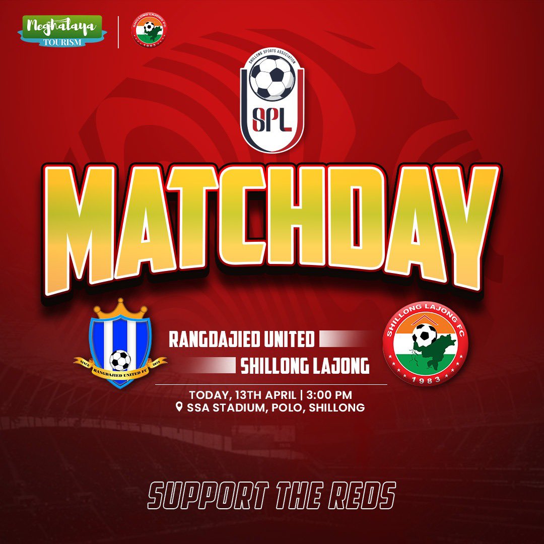 We will face Rangdajied United FC today in the Shillong Premier League at 3 pm in SSA Stadium 🕒

#shillongpremierleague #shillonglajong #lajong #meghalayatourism #meghalaya #sarongiakalajong