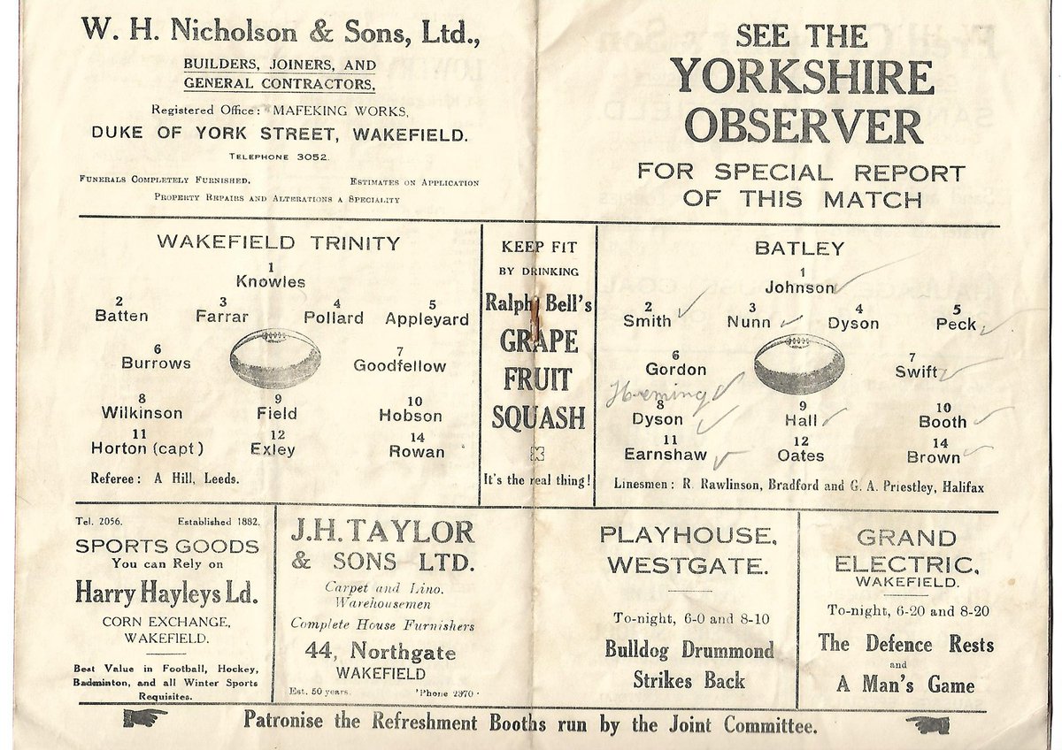 📌 On This Day in History: 🗓️ 13th April 1935 🏉 Wakefield Trinity 30 Batley 3 … Herbert Goodfellow scored one of the six tries in the win over Batley … 89 years ago today 🔴⚪️🔵⚜️