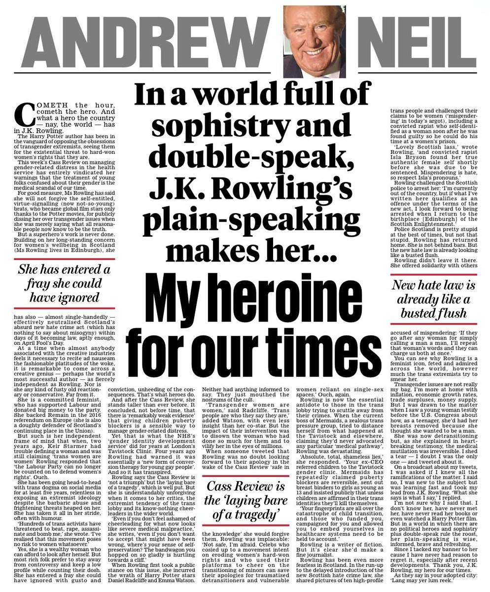 Superb article be @afneil. In the light of the publication of the Cass Review, his spotlight turns on one high profile individual who has consistently championed women’s rights (despite being subjected to, at times, vile abuse) - JK Rowling. Despite being a feminist, who has…