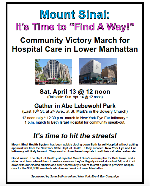 ST_PCV_Tenants's tweet photo. Now let's get it passed in the Senate. Rally and march Sat., 4/13, at noon. Meet at 10th St & 2nd Ave, march to NY Eye & Ear & then to Beth Israel for speak-out & die-in. https://t.co/LheBnjDmxu
