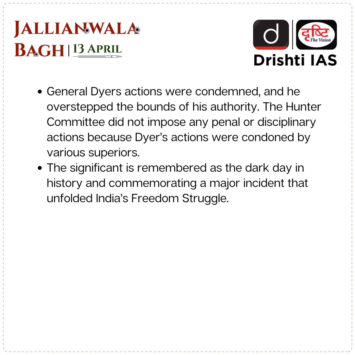 Today, we remember the lives lost and the #Sacrifices made at the #JallianwalaBaghMassacre. #Jallianwalabagh #UPSC #IAS #Massacre #Independence #Martyrs #British #Amritsar #Punjab #Baisakhi #Gathering #RabindraNathTagore #Military #Patriot #DrishtiIAS #DrishtiIASEnglish