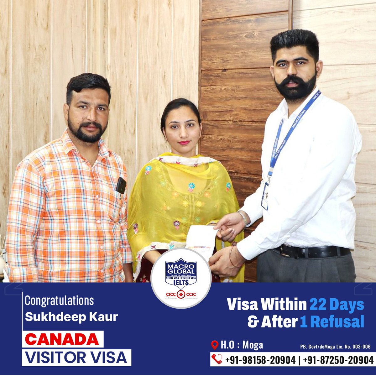 Overcoming challenges leads to success!🤩  
Sukhdeep Kaur's Canada Visitor Visa was approved in 22 days after 1 refusal!✈🇨🇦  
We provided the guidance she needed.  Let us guide you too!⤵

#MacroGlobal #GurmilapSinghDalla #Canada #visitorvisa 
 #VisaApproved