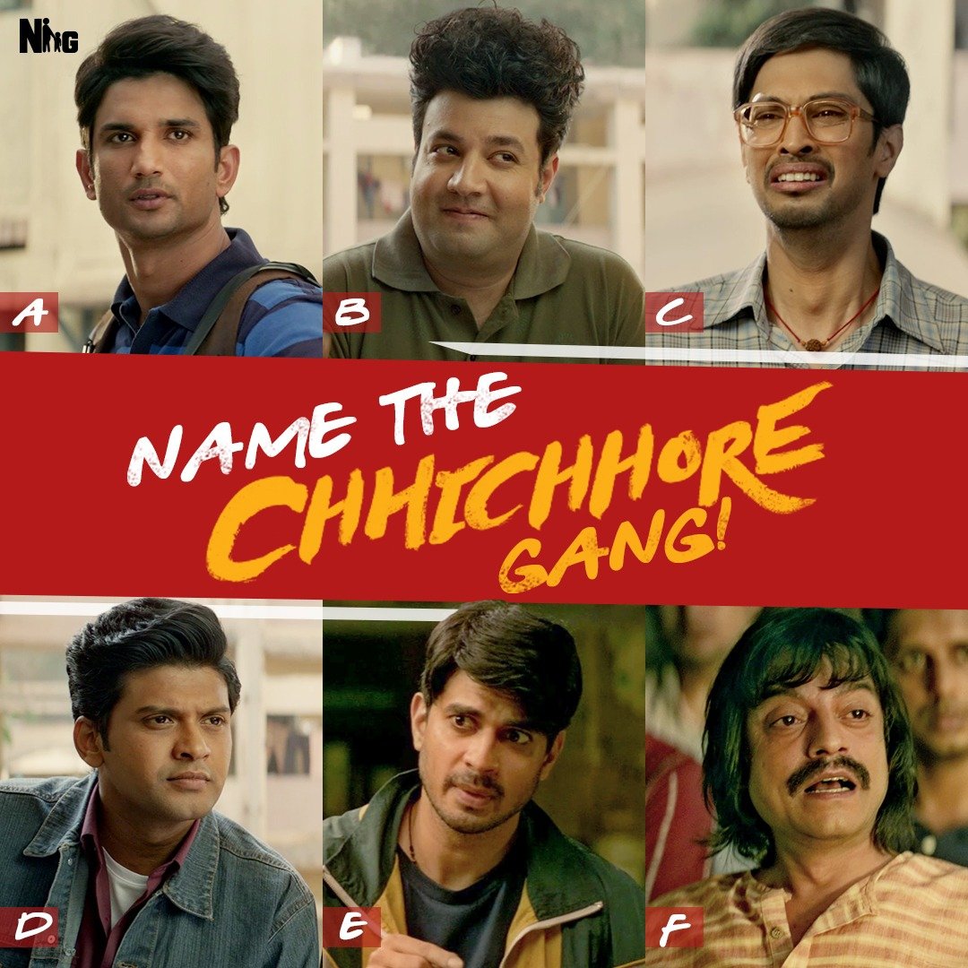 If you are a die-hard fan of the Chhichhore gang you will answer this correctly. #SajidNadiadwala #Chhichhore @niteshtiwari22 #SushantSinghRajput @varunsharma90 @tusharpandeyx @NaveenPolishety #TahirRajBhasin @saharshshukla6 @WardaNadiadwala #NGEMovies #BollywoodMovies